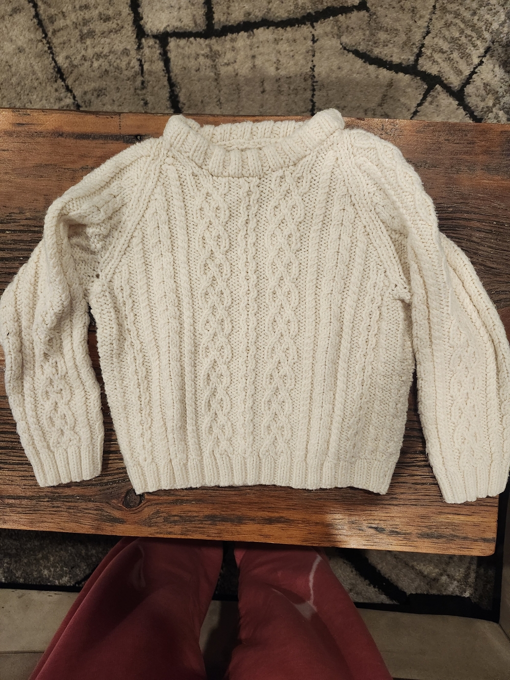 Cream Cable-Knit Unisex Children's Sweater - Classic Pullover | Hand Knit